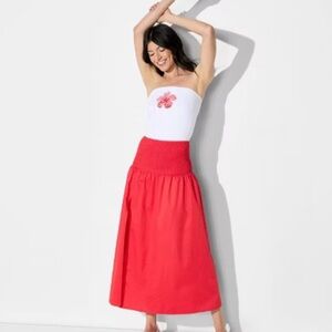 Women's Smocked Waist Maxi Skirt - Wild Fable XS  NWT cherry red